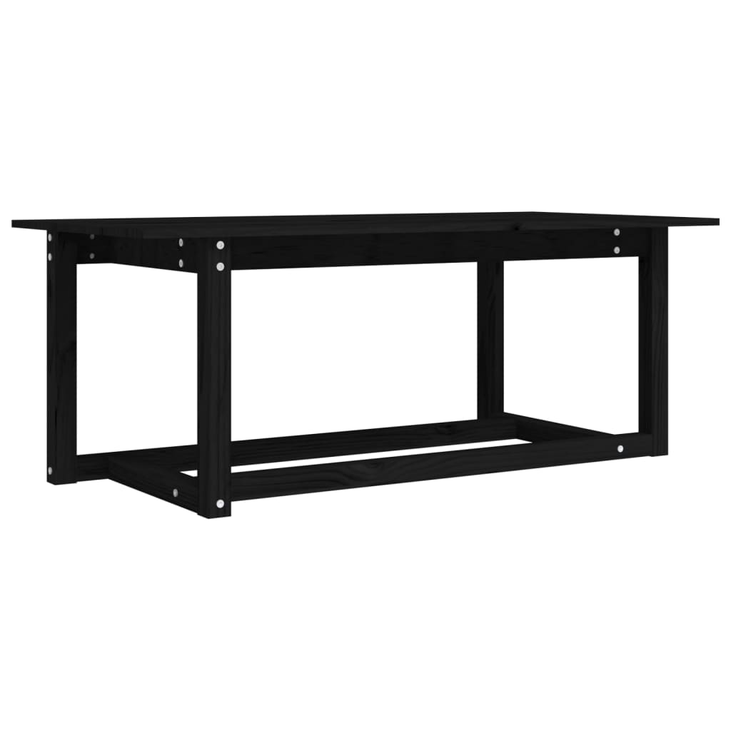 Tavolino da Salotto Nero 110x55x45 cm Legno Massello di Pino - homemem39