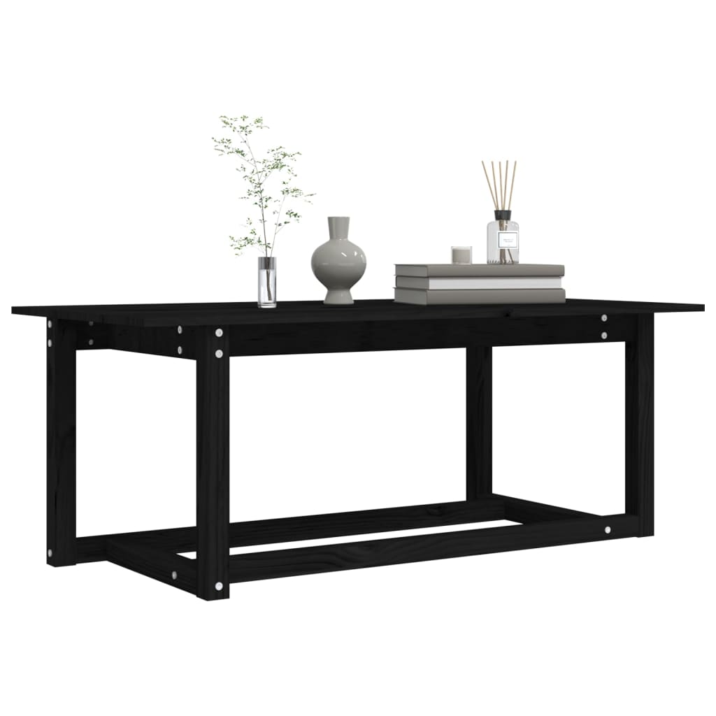 Tavolino da Salotto Nero 110x55x45 cm Legno Massello di Pino - homemem39