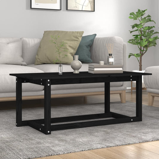 Tavolino da Salotto Nero 110x55x45 cm Legno Massello di Pino - homemem39