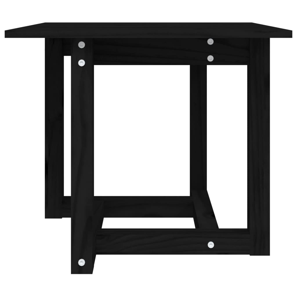 Tavolino da Salotto Nero 50x50x45 cm in Legno Massello di Pino - homemem39