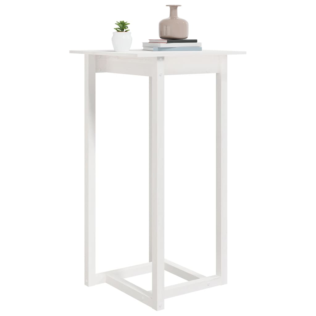 Tavolo da Bar Bianco 60x60x110 cm in Legno Massello di Pino - homemem39