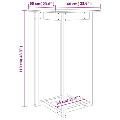 Tavolo da Bar Bianco 60x60x110 cm in Legno Massello di Pino - homemem39