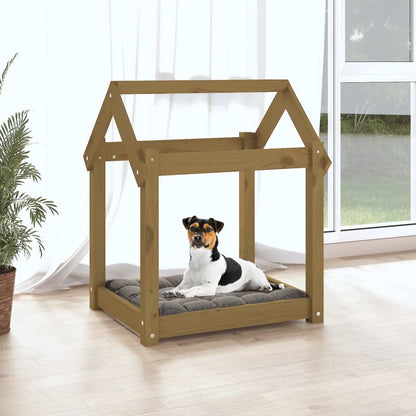 Cuccia per Cani Miele 61x50x70 cm in Legno Massello di Pino - homemem39