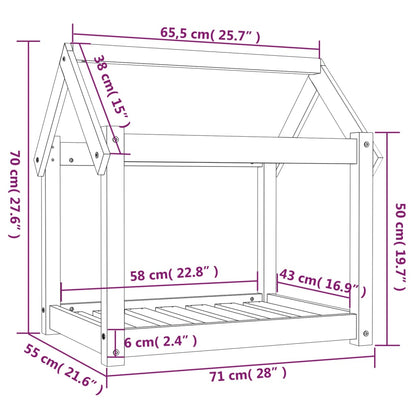 Cuccia per Cani Bianca 71x55x70 cm in Legno Massello di Pino - homemem39