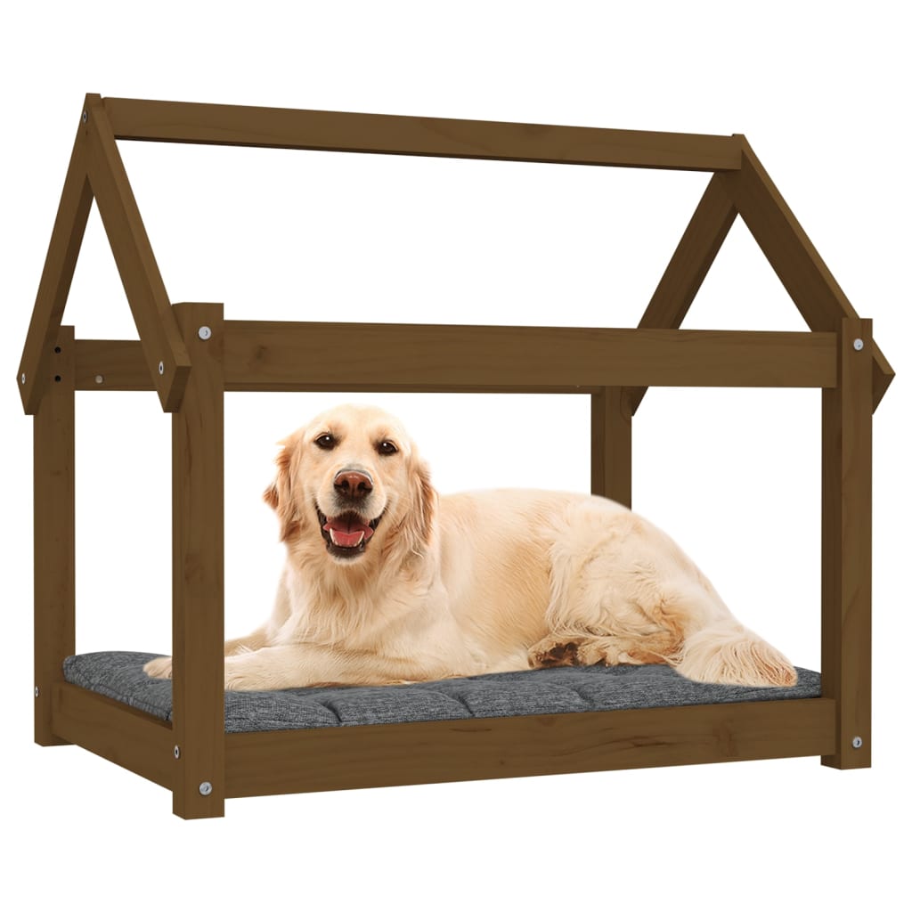 Cuccia per Cani Miele 81x60x70 cm in Legno Massello di Pino - homemem39