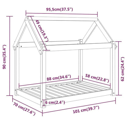 Cuccia per Cani 101x70x90 cm in Legno Massello di Pino - homemem39