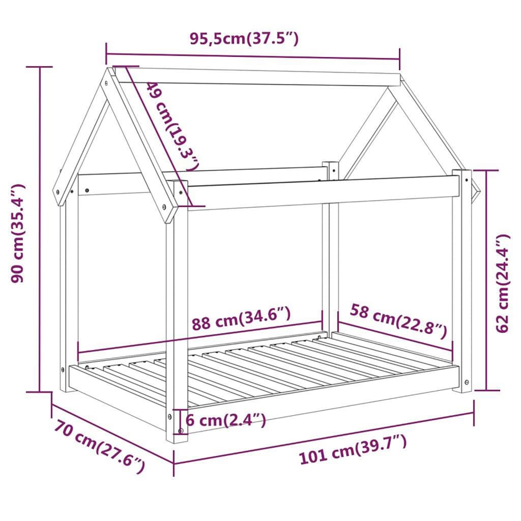 Cuccia per Cani Bianca 101x70x90 cm in Legno Massello di Pino - homemem39