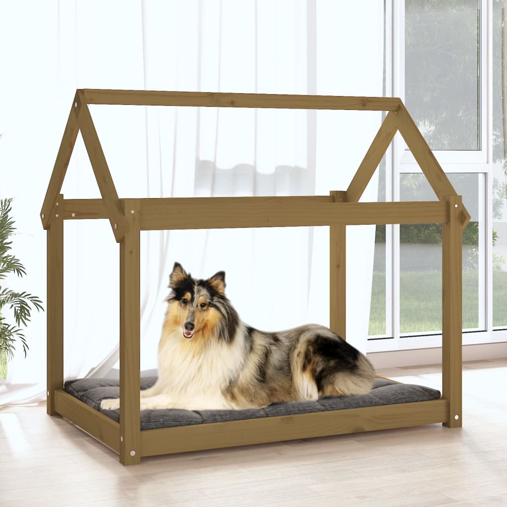 Cuccia per Cani Miele 101x70x90 cm in Legno Massello di Pino - homemem39