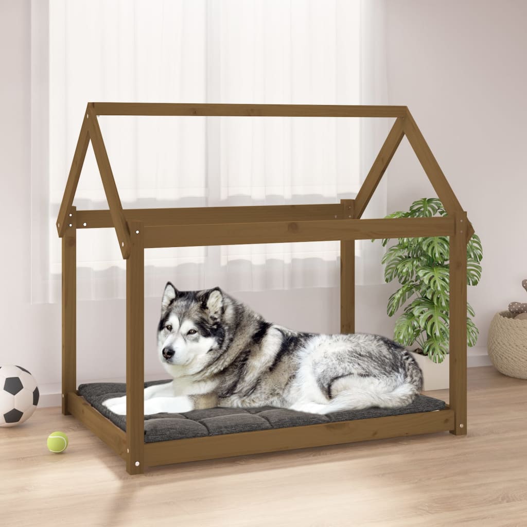 Cuccia per Cani Miele 111x80x100 cm in Legno Massello di Pino - homemem39