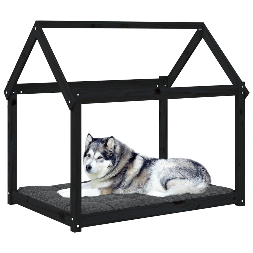 Cuccia per Cani Nera 111x80x100 cm in Legno Massello di Pino - homemem39