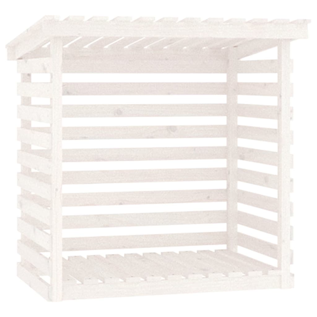 Portalegna Bianco 108x73x108 cm in Legno Massello di Pino - homemem39