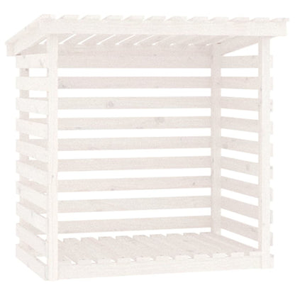 Portalegna Bianco 108x73x108 cm in Legno Massello di Pino - homemem39