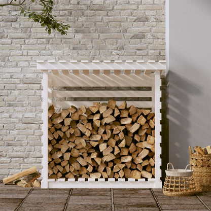 Portalegna Bianco 108x73x108 cm in Legno Massello di Pino - homemem39