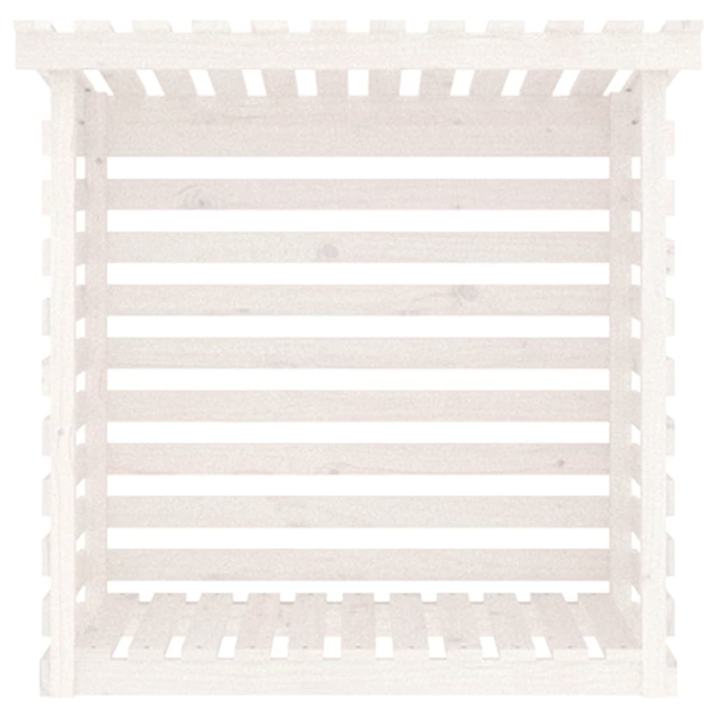 Portalegna Bianco 108x73x108 cm in Legno Massello di Pino - homemem39