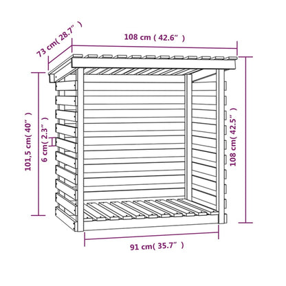 Portalegna Bianco 108x73x108 cm in Legno Massello di Pino - homemem39