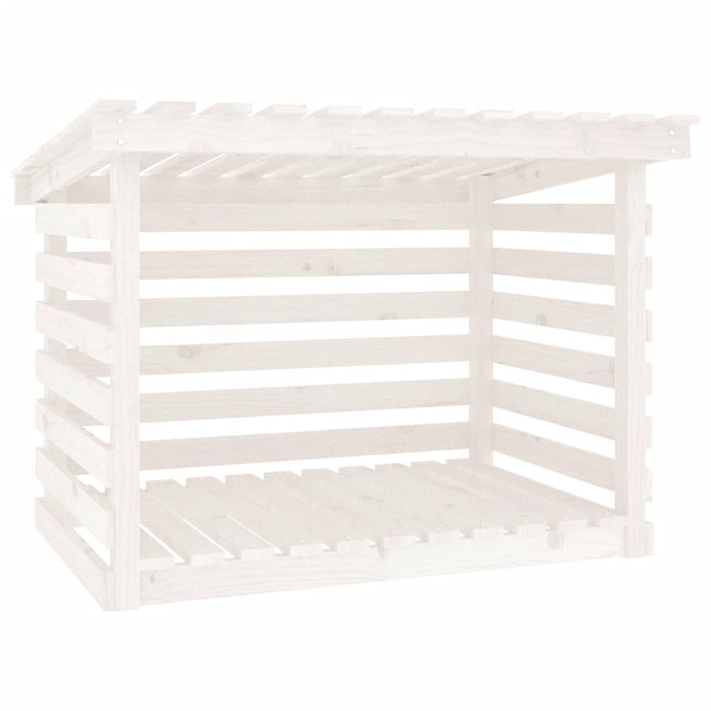 Portalegna Bianco 108x73x79 cm in Legno Massello di Pino - homemem39