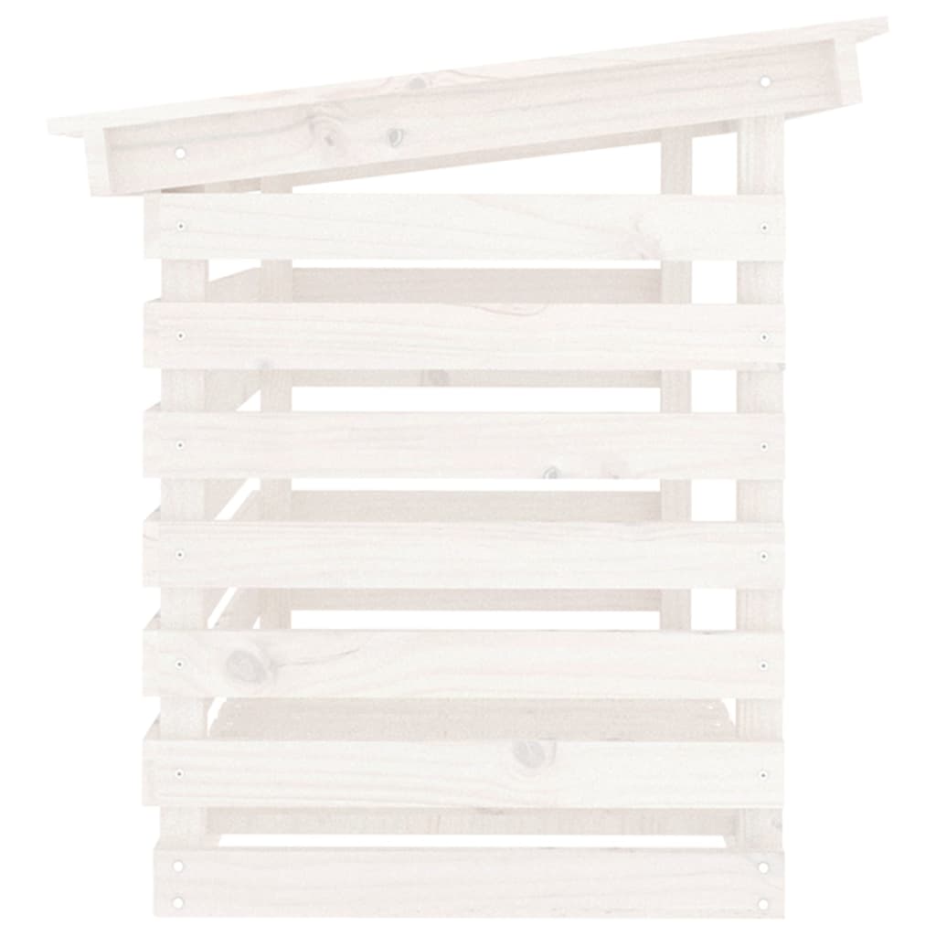 Portalegna Bianco 108x73x79 cm in Legno Massello di Pino - homemem39