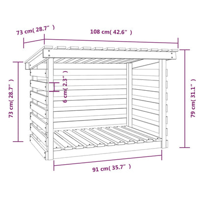 Portalegna Bianco 108x73x79 cm in Legno Massello di Pino - homemem39