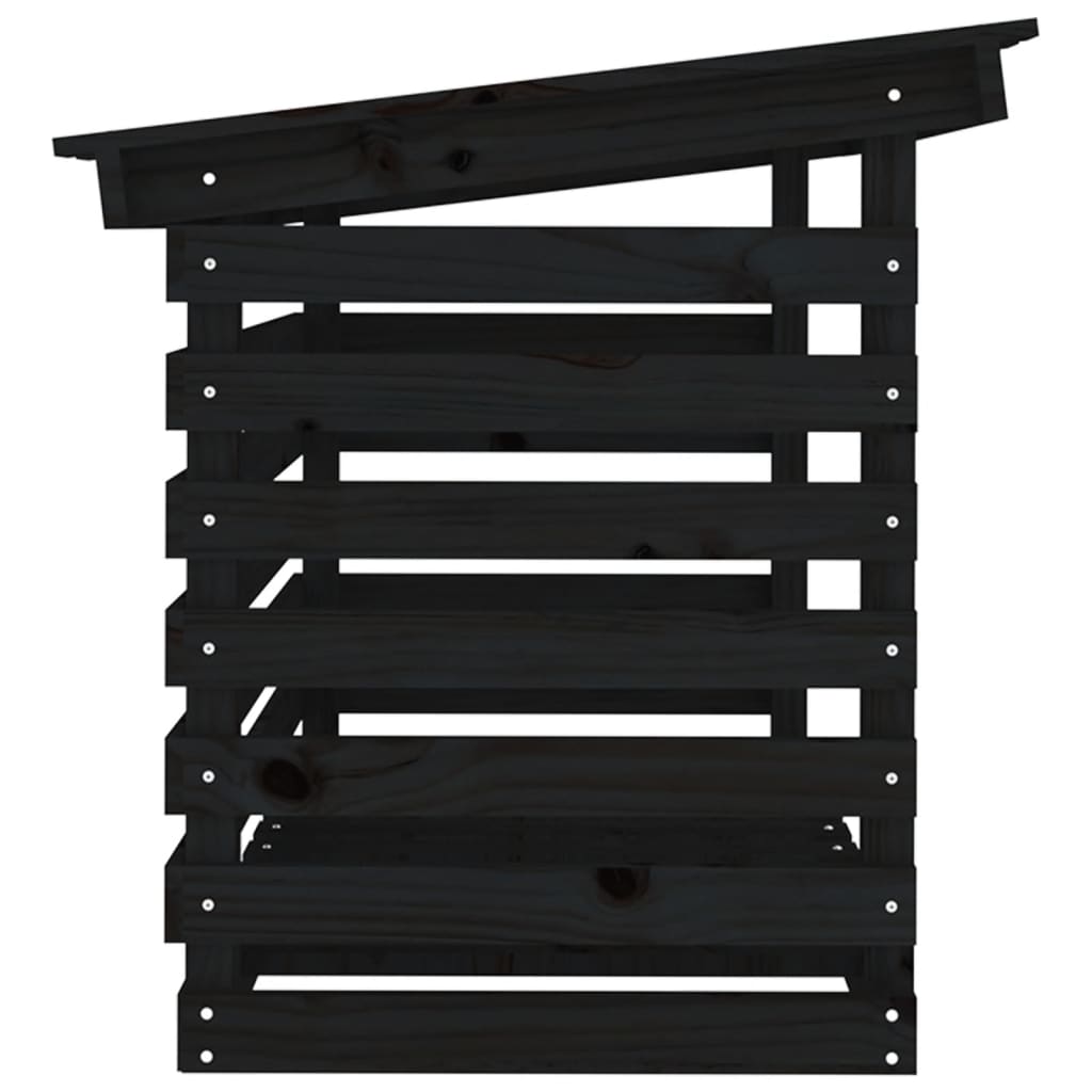 Portalegna Nero 108x73x79 cm in Legno Massello di Pino - homemem39