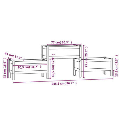 Fioriera Bianca 245,5x44x75 cm in Legno Massello di Pino - homemem39