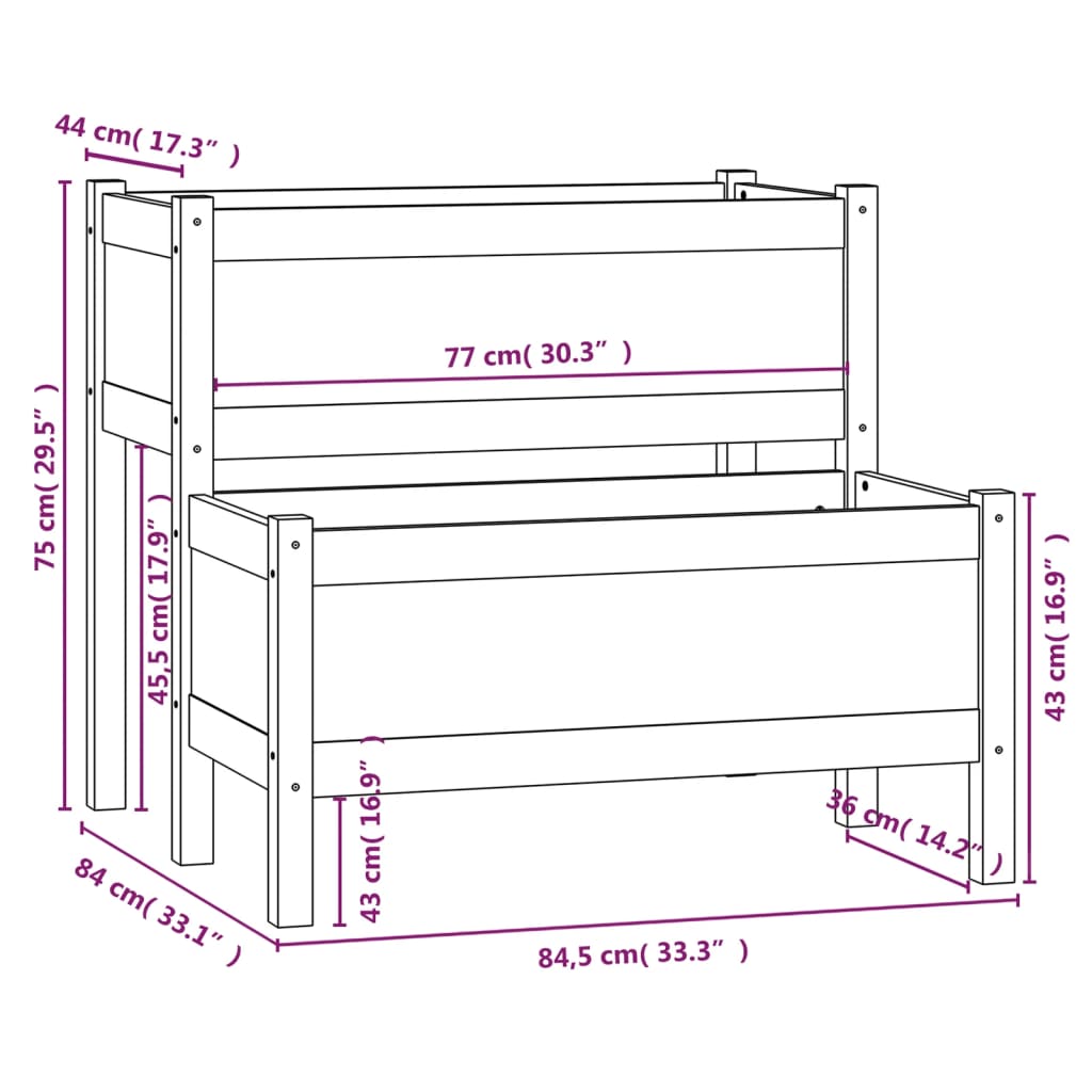 Fioriera Bianca 84,5x84x75 cm in Legno Massello di Pino - homemem39