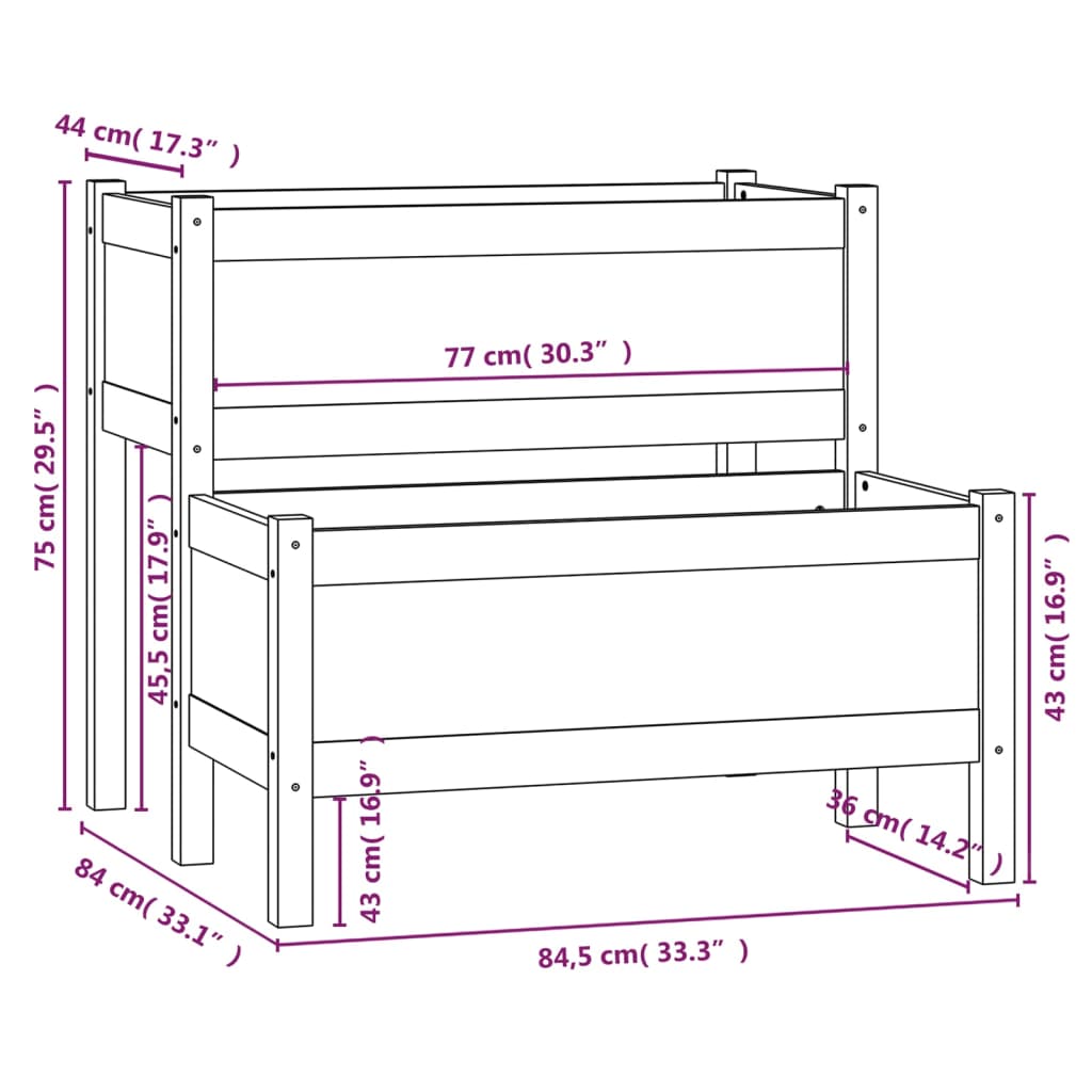 Fioriera Miele 84,5x84x75 cm in Legno Massello di Pino - homemem39