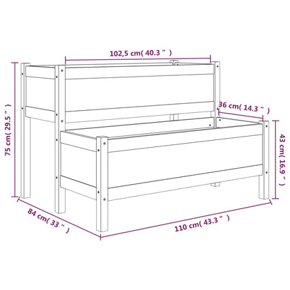 Fioriera Grigia 110x84x75 cm in Legno Massello di Pino - homemem39