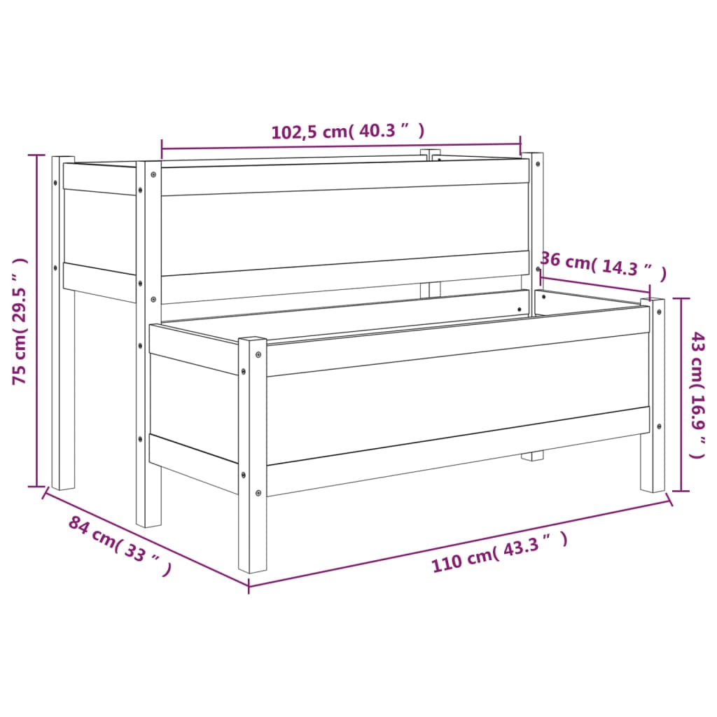 Fioriera Miele 110x84x75 cm in Legno Massello di Pino - homemem39