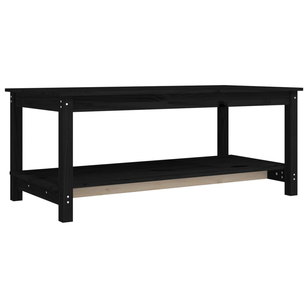 Tavolino da Salotto Nero 110x55x45 cm Legno Massello di Pino - homemem39