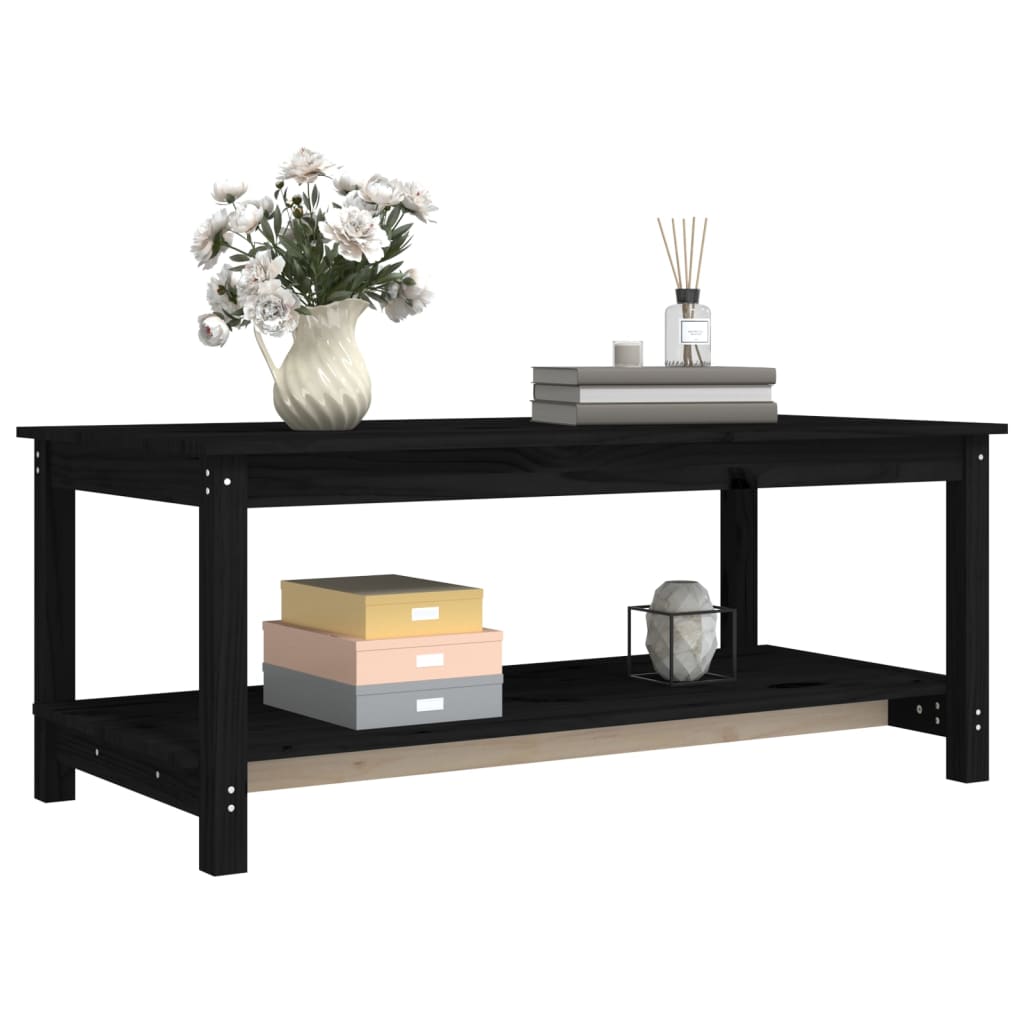 Tavolino da Salotto Nero 110x55x45 cm Legno Massello di Pino - homemem39