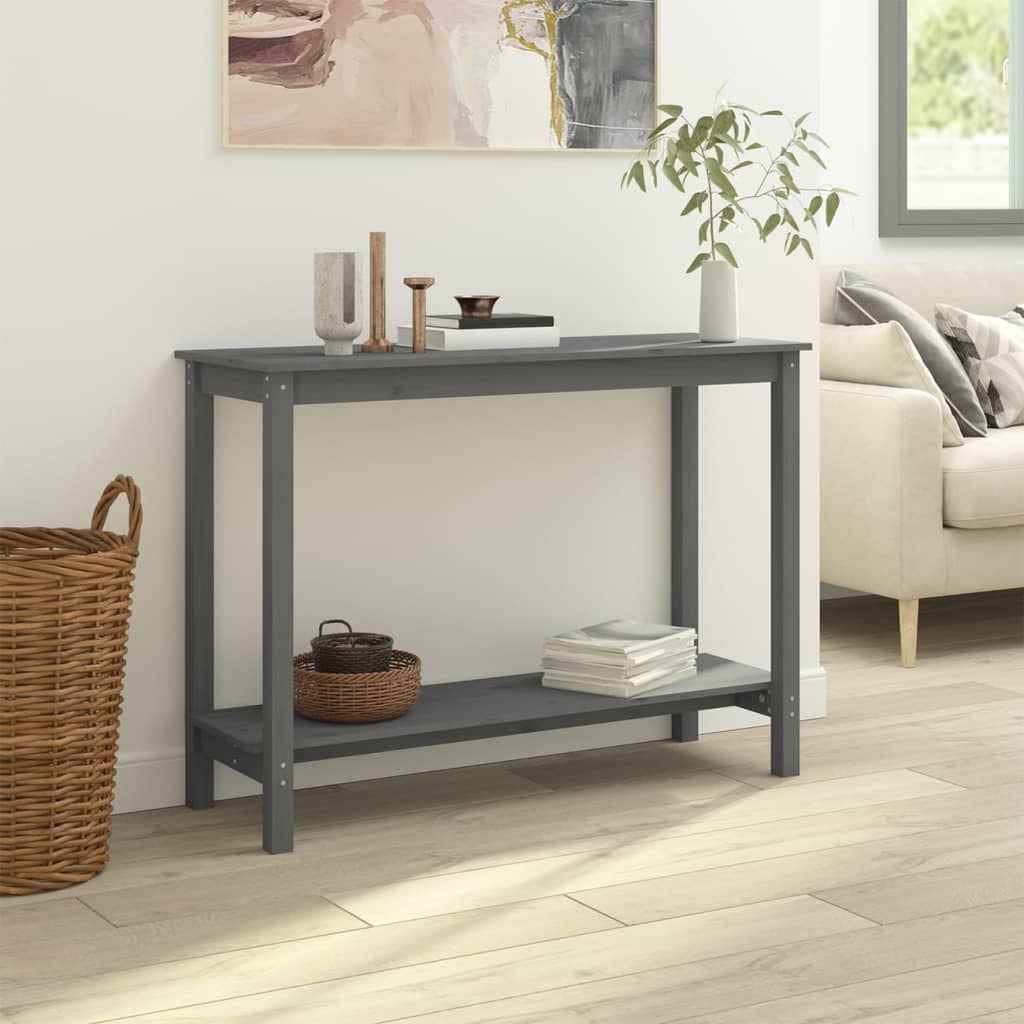 Tavolo Consolle Grigio 110x40x80 cm in Legno Massello di Pino - homemem39