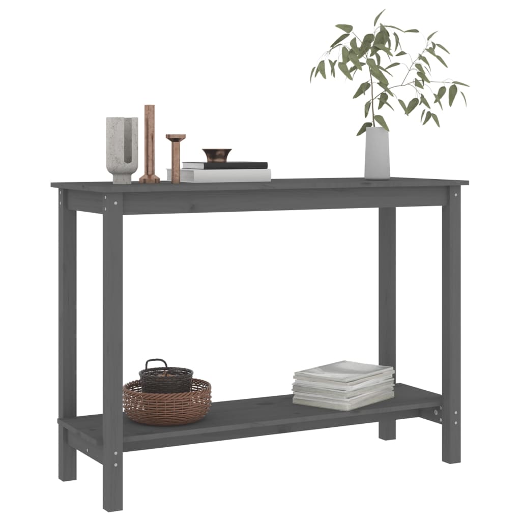 Tavolo Consolle Grigio 110x40x80 cm in Legno Massello di Pino - homemem39