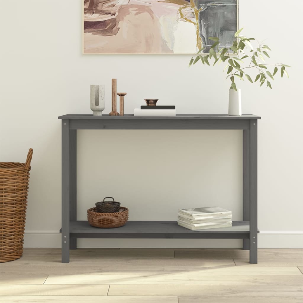 Tavolo Consolle Grigio 110x40x80 cm in Legno Massello di Pino - homemem39