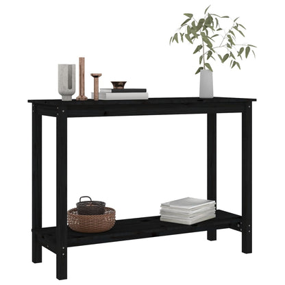 Tavolo Consolle Nero 110x40x80 cm in Legno Massello di Pino - homemem39