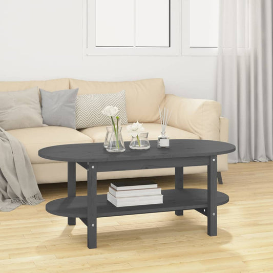 Tavolino da Salotto Grigio 110x55x45 cm Legno Massello di Pino - homemem39