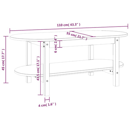 Tavolino da Salotto Miele 110x55x45 cm Legno Massello di Pino - homemem39