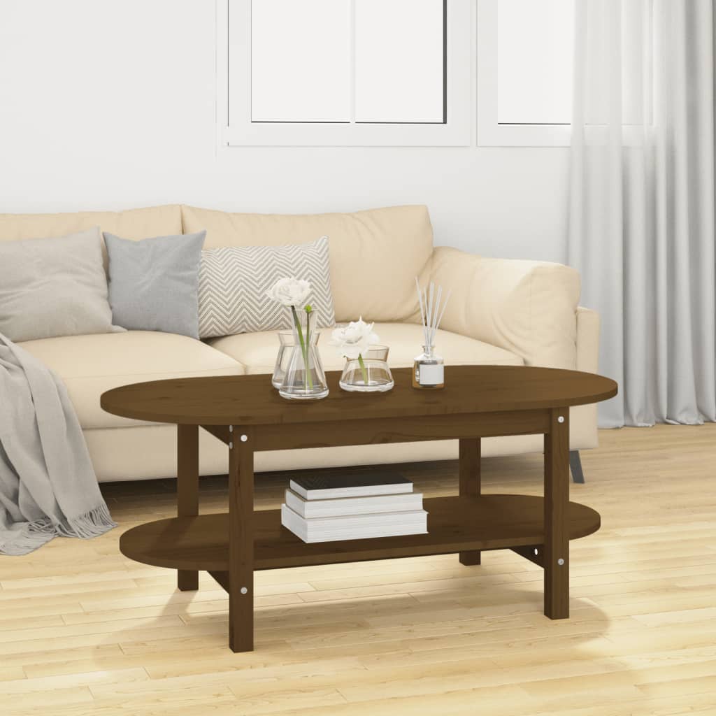 Tavolino da Salotto Miele 110x55x45 cm Legno Massello di Pino - homemem39