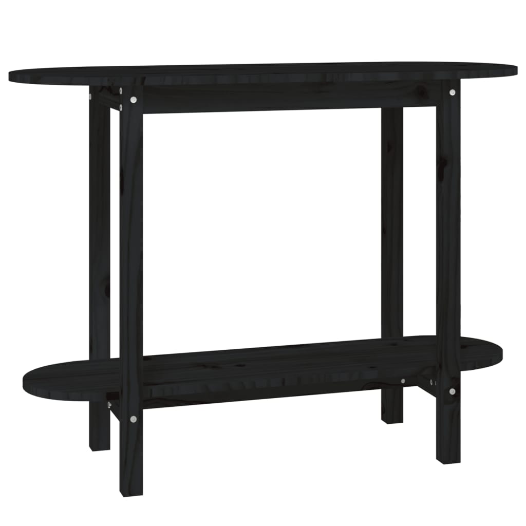 Tavolo Consolle Nero 110x40x80 cm in Legno Massello di Pino - homemem39