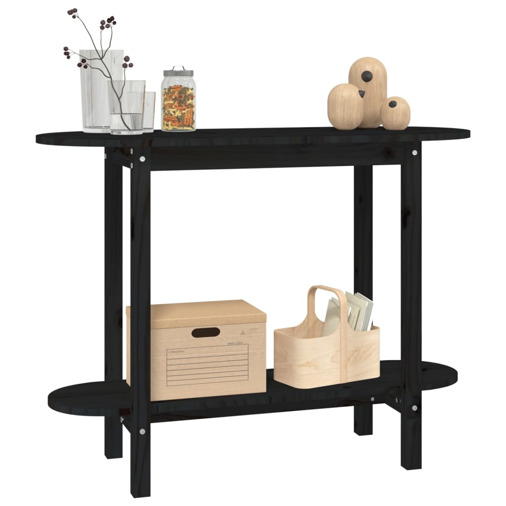 Tavolo Consolle Nero 110x40x80 cm in Legno Massello di Pino - homemem39