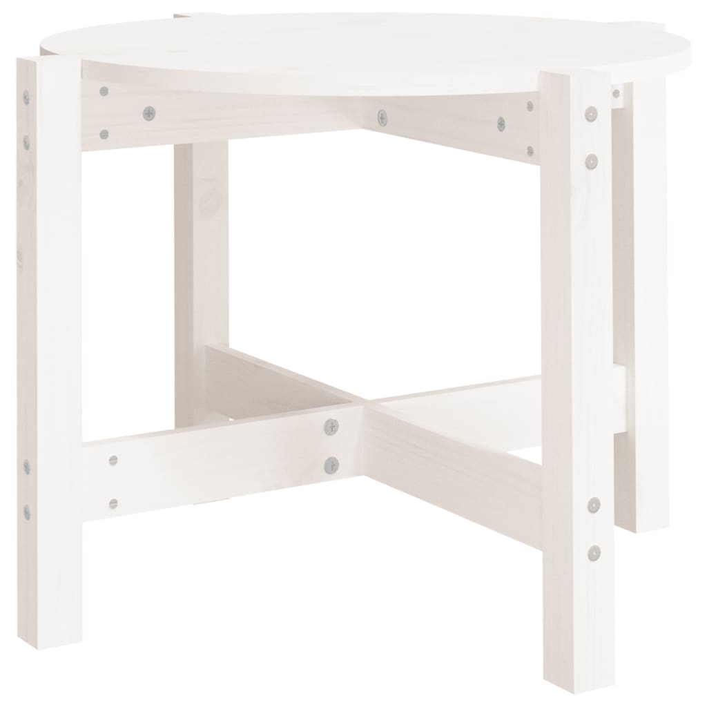 Tavolino da Salotto Bianco Ø 62,5x45 cm Legno Massello di Pino - homemem39