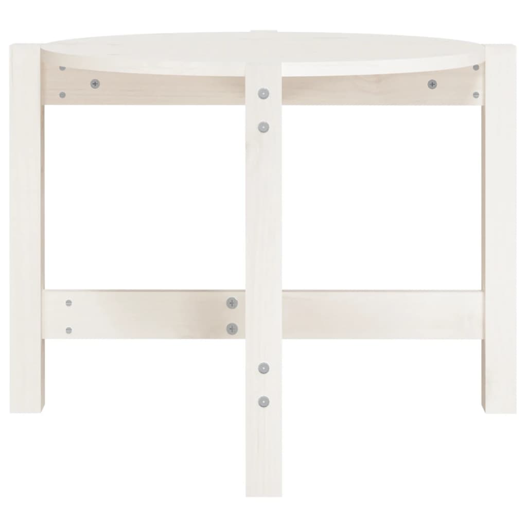 Tavolino da Salotto Bianco Ø 62,5x45 cm Legno Massello di Pino - homemem39