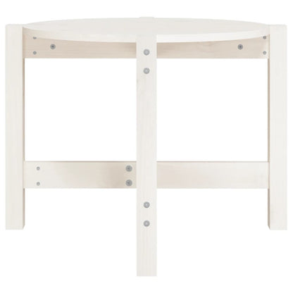 Tavolino da Salotto Bianco Ø 62,5x45 cm Legno Massello di Pino - homemem39