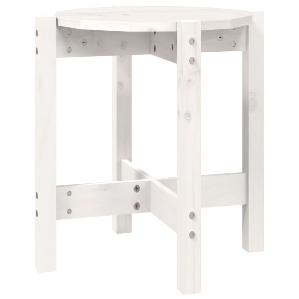 Tavolino da Salotto Bianco Ø 42,5x45 cm Legno Massello di Pino - homemem39