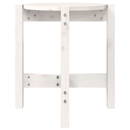 Tavolino da Salotto Bianco Ø 42,5x45 cm Legno Massello di Pino - homemem39