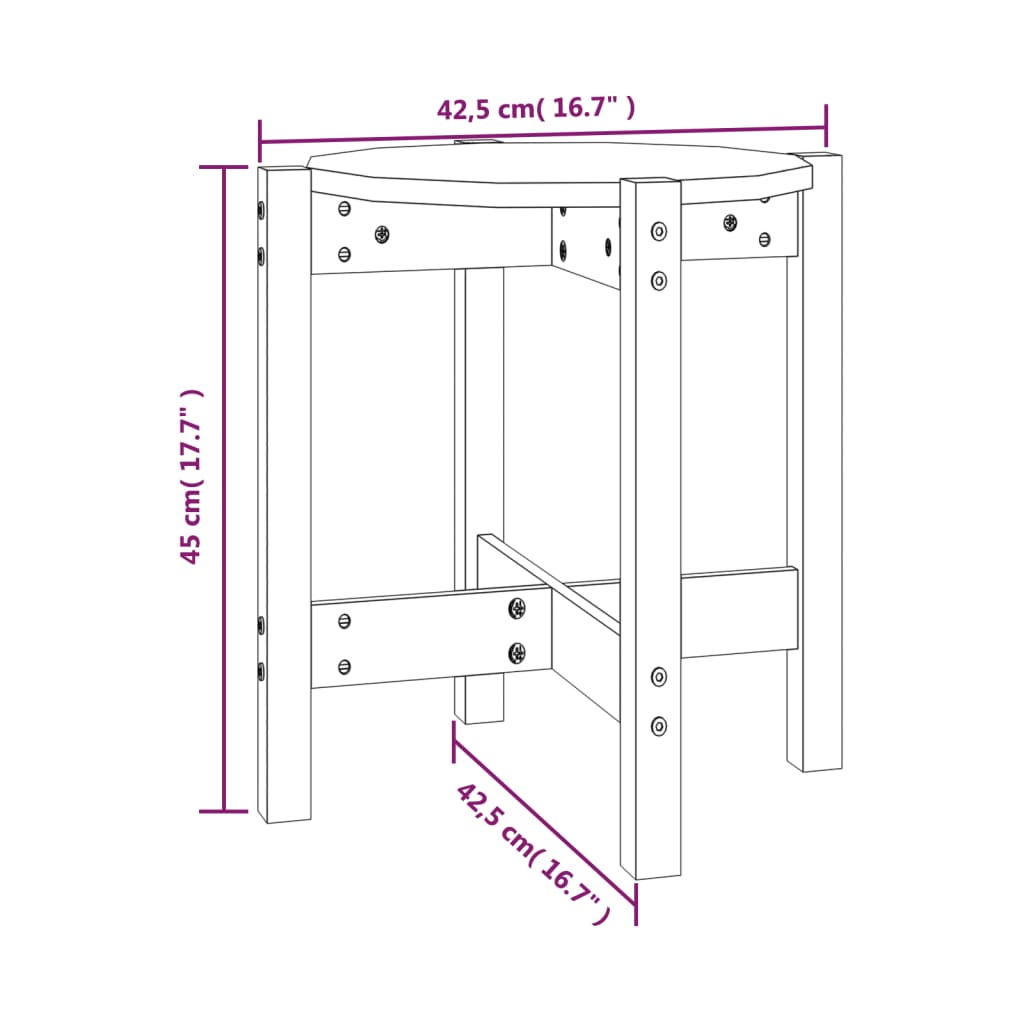 Tavolino da Salotto Nero Ø 42,5x45 cm in Legno Massello di Pino - homemem39