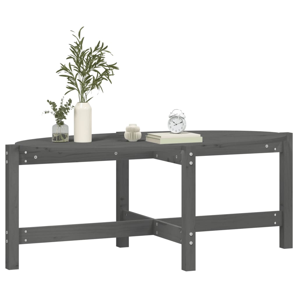 Tavolino da Salotto Grigio 118x63x45 cm Legno Massello di Pino - homemem39