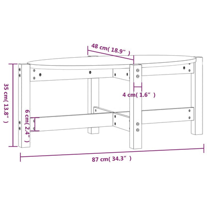 Tavolino da Salotto 87x48x35 cm in Legno Massello di Pino - homemem39