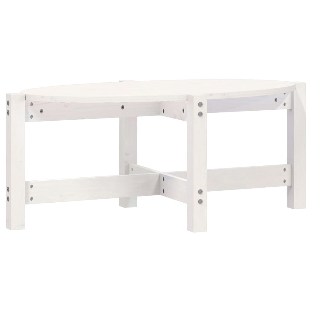 Tavolino da Salotto Bianco 87x48x35cm in Legno Massello di Pino - homemem39