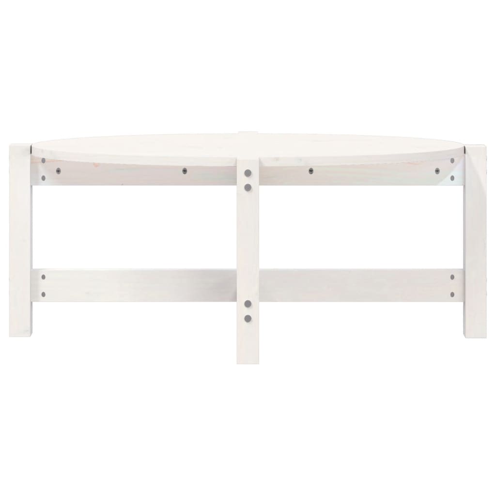 Tavolino da Salotto Bianco 87x48x35cm in Legno Massello di Pino - homemem39