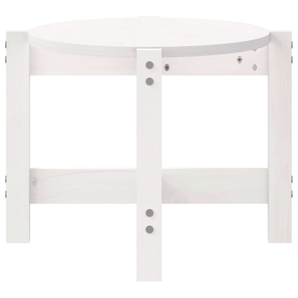 Tavolino da Salotto Bianco 87x48x35cm in Legno Massello di Pino - homemem39